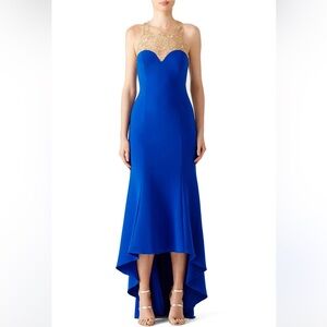 Marchesa Notte Royal Blue High Low Gown Dress Formal Wedding Size 4